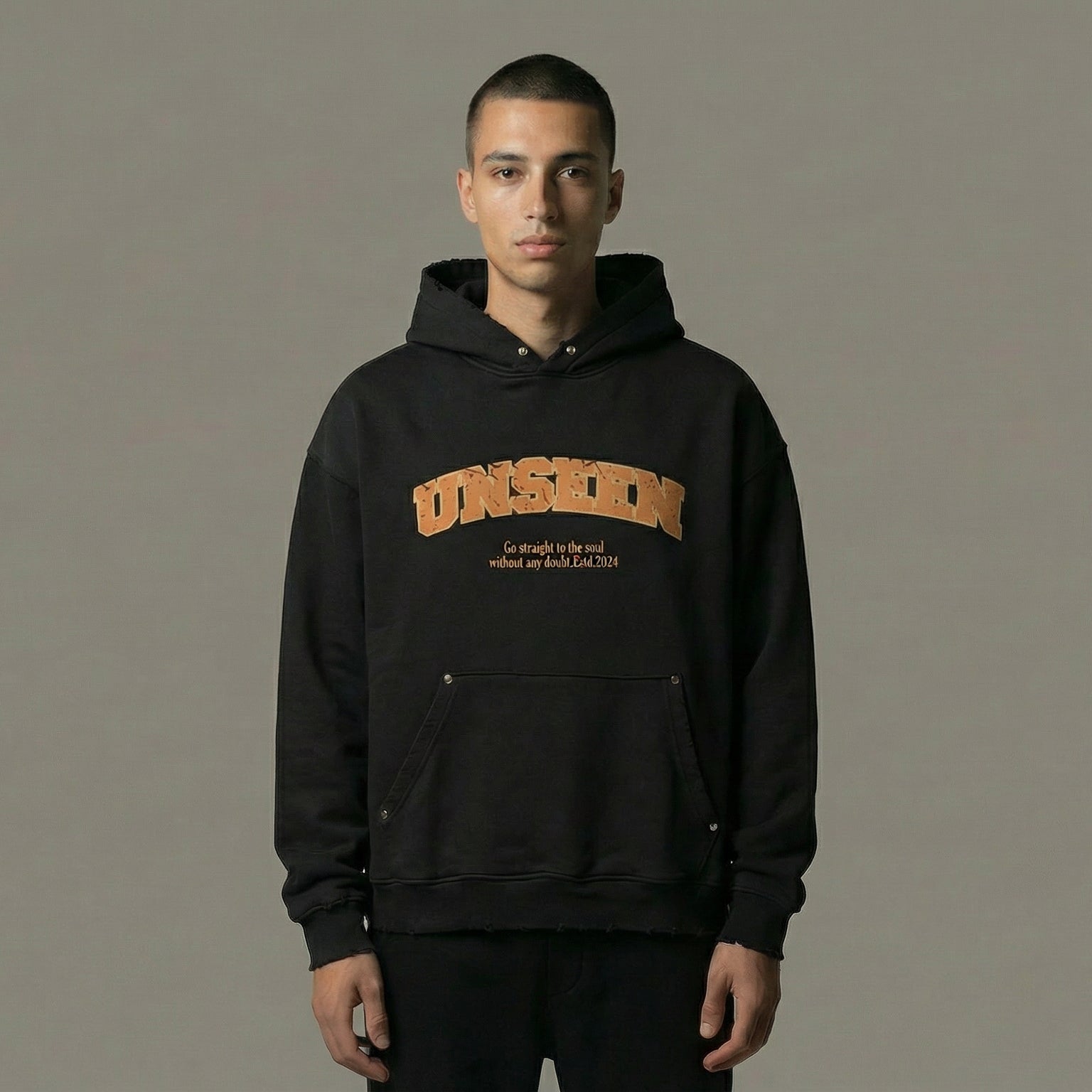 PROMO UNSEEN HOODIE - WASHED BLACK .